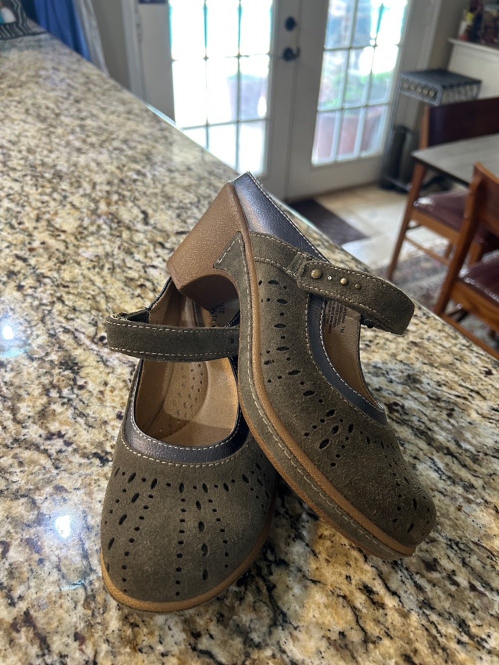 White Mountain Olive Green Suede Mary Jane Heels - Picture 10 of 15